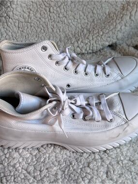 Converse White Leather High-Top Platform Chucks